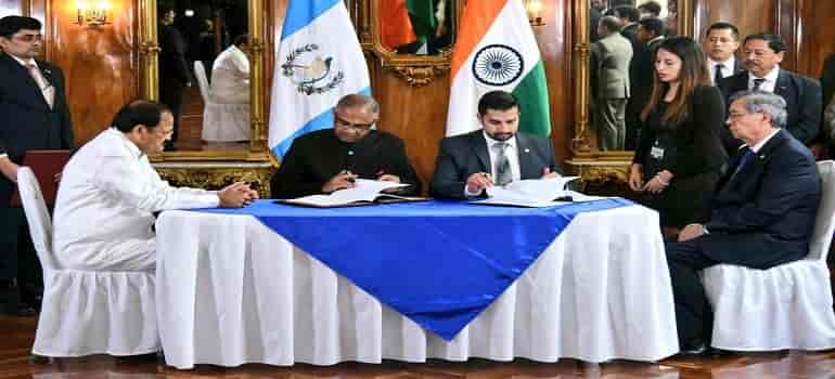 India agreed to the Guatemala’s request for supplying solar panels to its airports. After discussions and in the presence of both the Vice Presidents, both the sides signed a Memorandum of Understanding